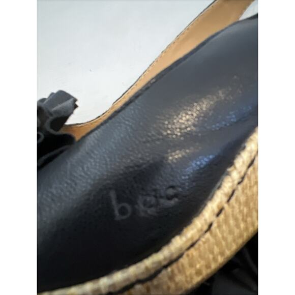 BOC Born Concepts Women’s Black Leather Slingback Wedge Sandals Weave Size 10 - Picture 12 of 14